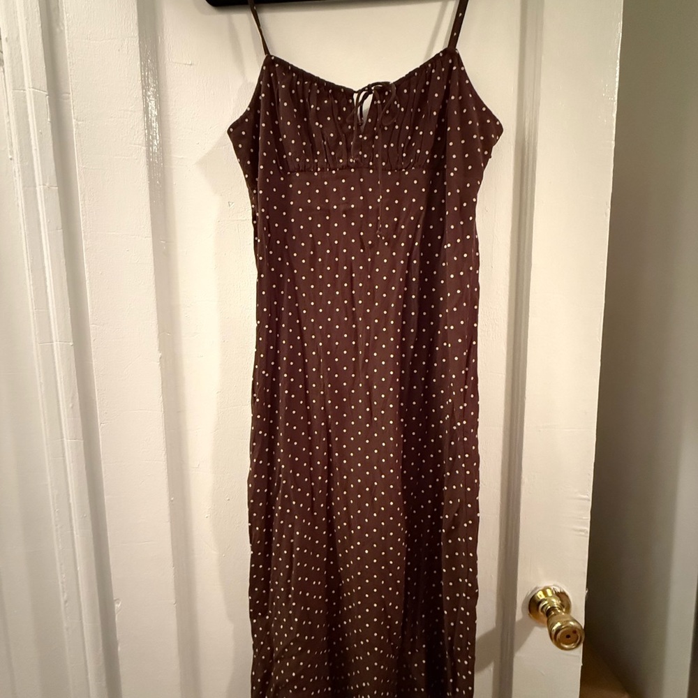 American Eagle Outfitters Chocolate Polka Dot Maxi Dress